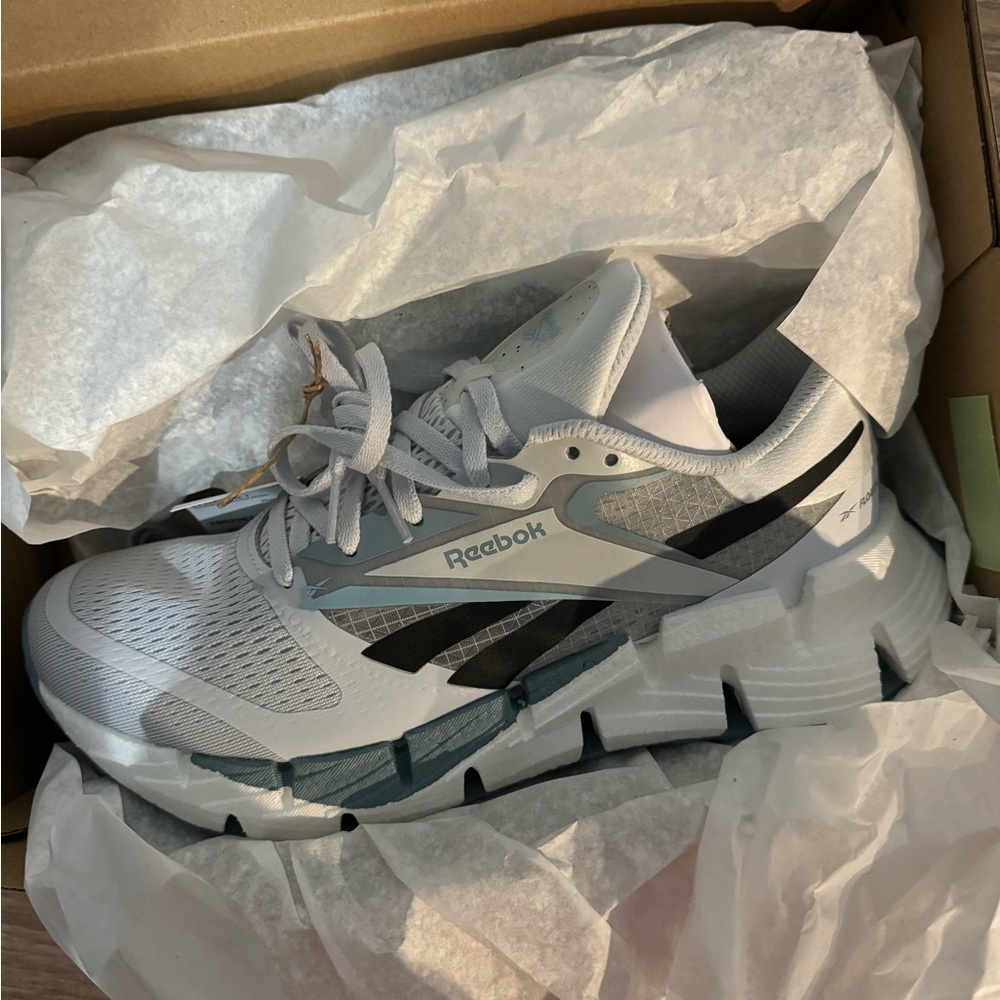Reebok White and Gray Running Shoes